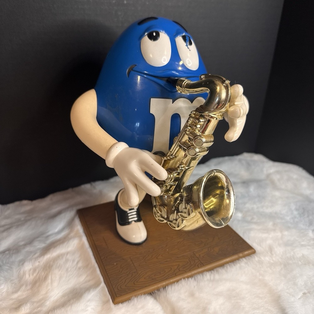 M&M's Candy Dispenser Blue With Saxophone Player READ